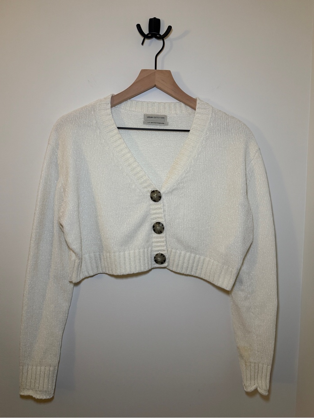 Urban Outfitters White Cropped Button-up Cardigan Sweater